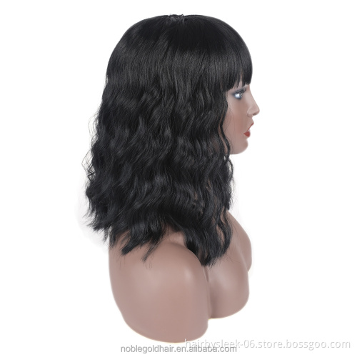 Rebecca fashion Cake curls  natural Bob Short Curly with bangs  Heat Resistant Wig   Loose Hair Lace Front Synthetic Hair Wigs